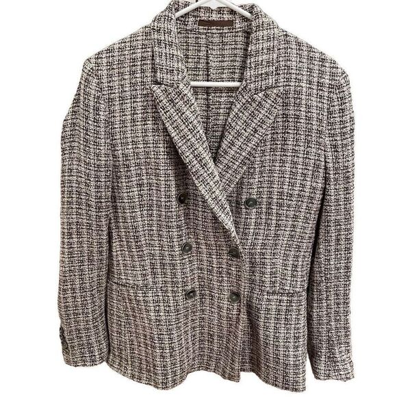 Eleventy Womens Blazer 8 Boucle Tweed Double Breasted Work Preppy Academia - Picture 1 of 11